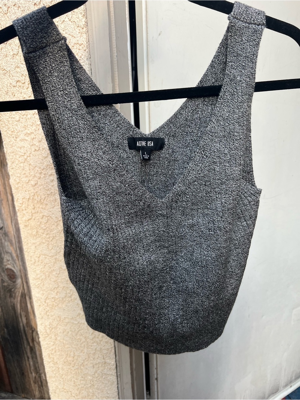 Active USA Charcoal Knit V-Neck Camisole